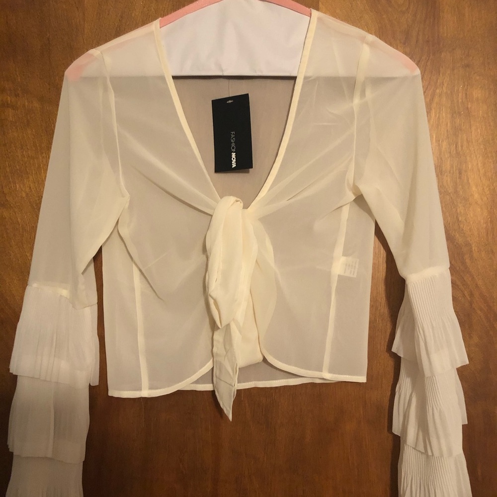 Cream sheer crop top!